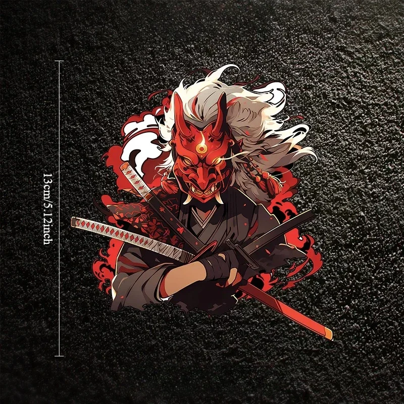Japanese Demon Mask Samurai Vinyl Decal Creative Anime Sticker Waterproof Car Exterior Body Window Auto Decor