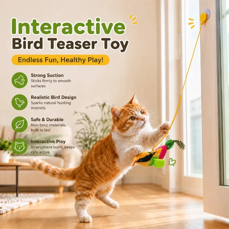 Interaktives Vogelspielzeug für Katzen, Wandhängendes Soundspielzeug mit Katzenminze, Jagd- und Teasing-Spielzeug für Kätzchen, Selbstunterhaltungs-Katzenspielzeug – Detail 2