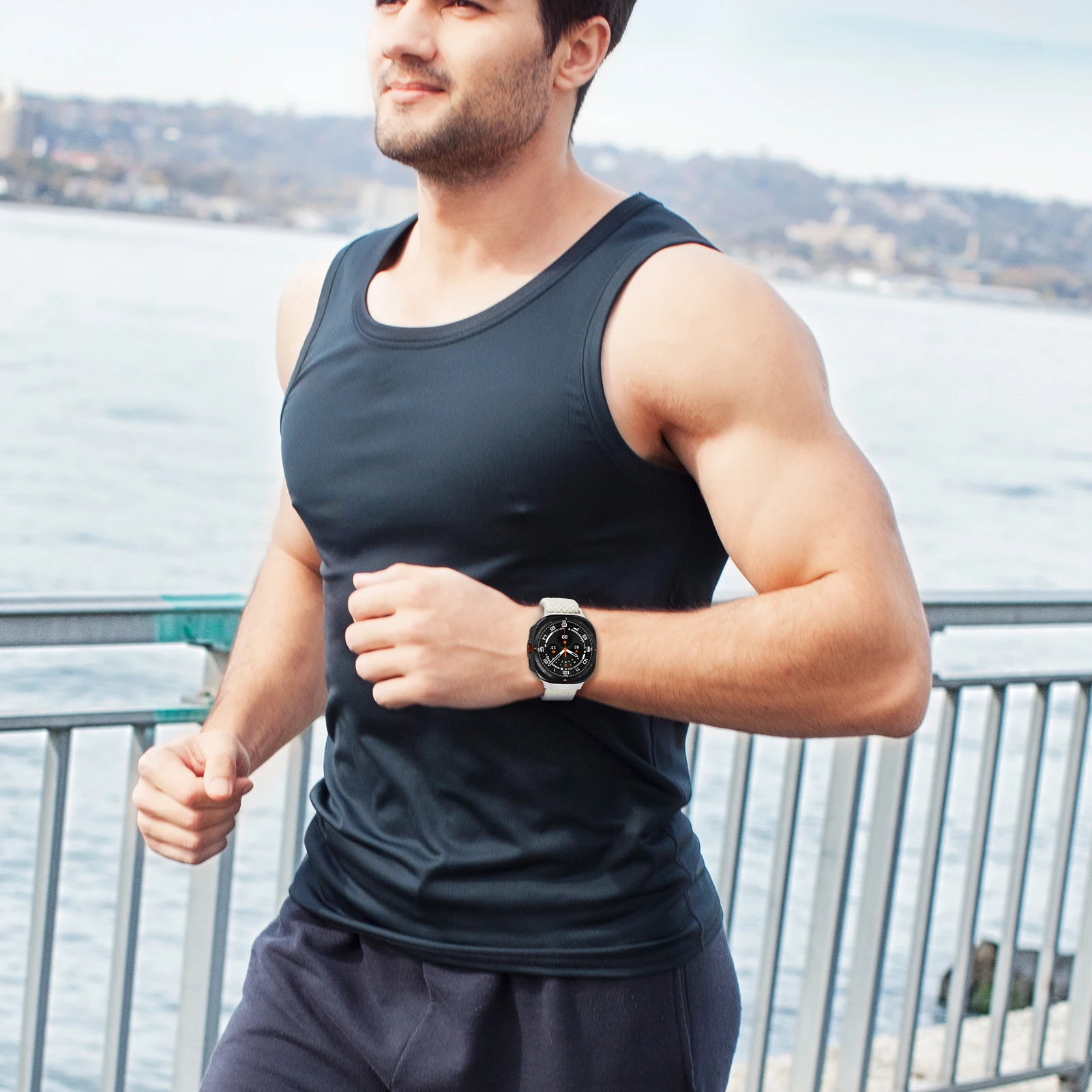 حلقة مفردة مضفرة لساعة سامسونج غالاكسي ، فرقة فائقة ، موصل معدني قابل للتعديل ، سوار نايلون ، حزام Watch7 Ultra ، 47