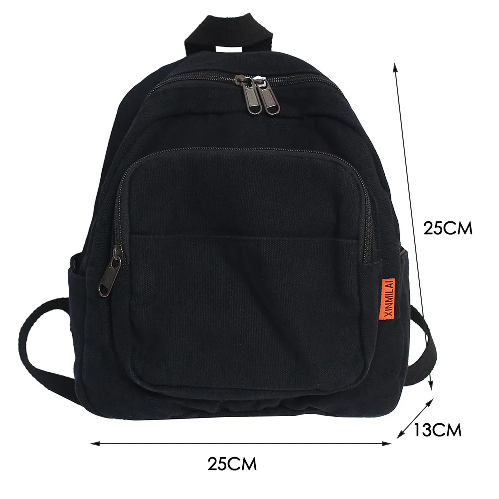 Stylish Female Solid Color Travel Backpacks Large Capacity Student School Knapsacks Ladies Canvas Zipper Rucksacks