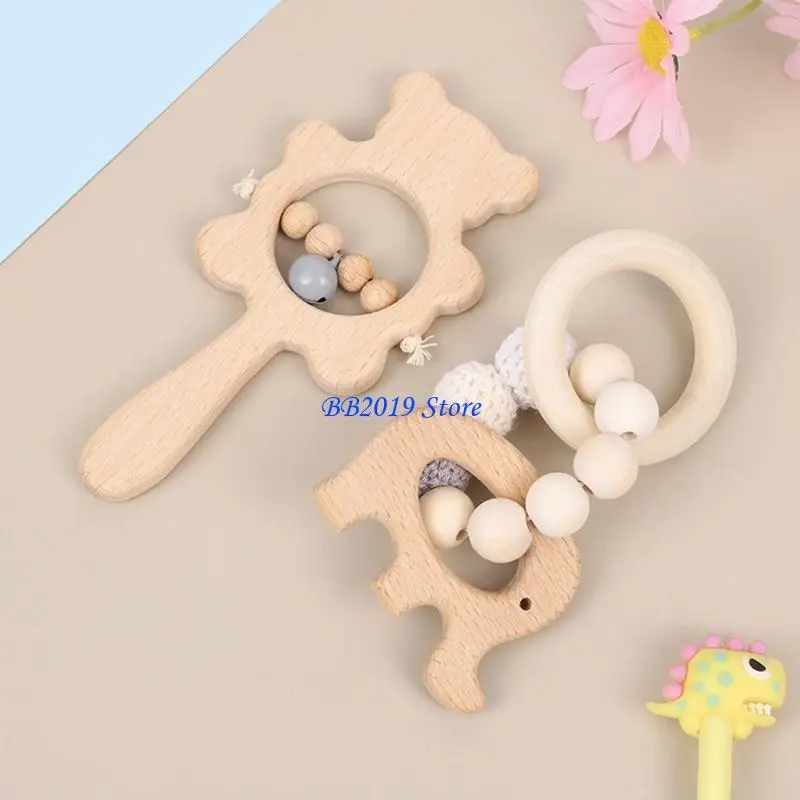 Q0KB Haak Beadbracelet kinderziektes verlichting Rammelaar Rammelaar Infant Music Toy Handbell