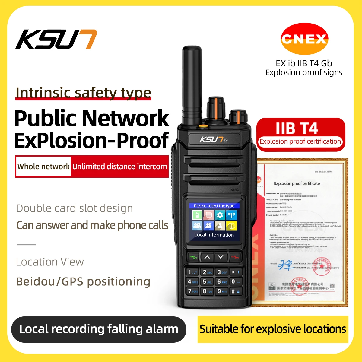 Explosion Proof Walkie Talkie IP65 Waterproof Network Two Way Radio For Fire Fighting Coal Mine Gas Station Industrial Use CT82