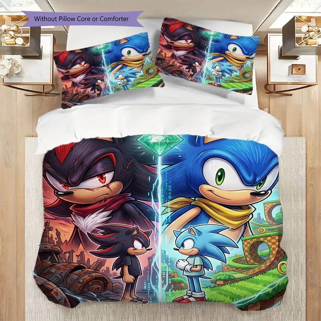 Sonic the Hedgehog Printed Duvet Cover Set & Pillowcase Bedroom Daily Use Ornament Fan Gift-kwq376 - view 3