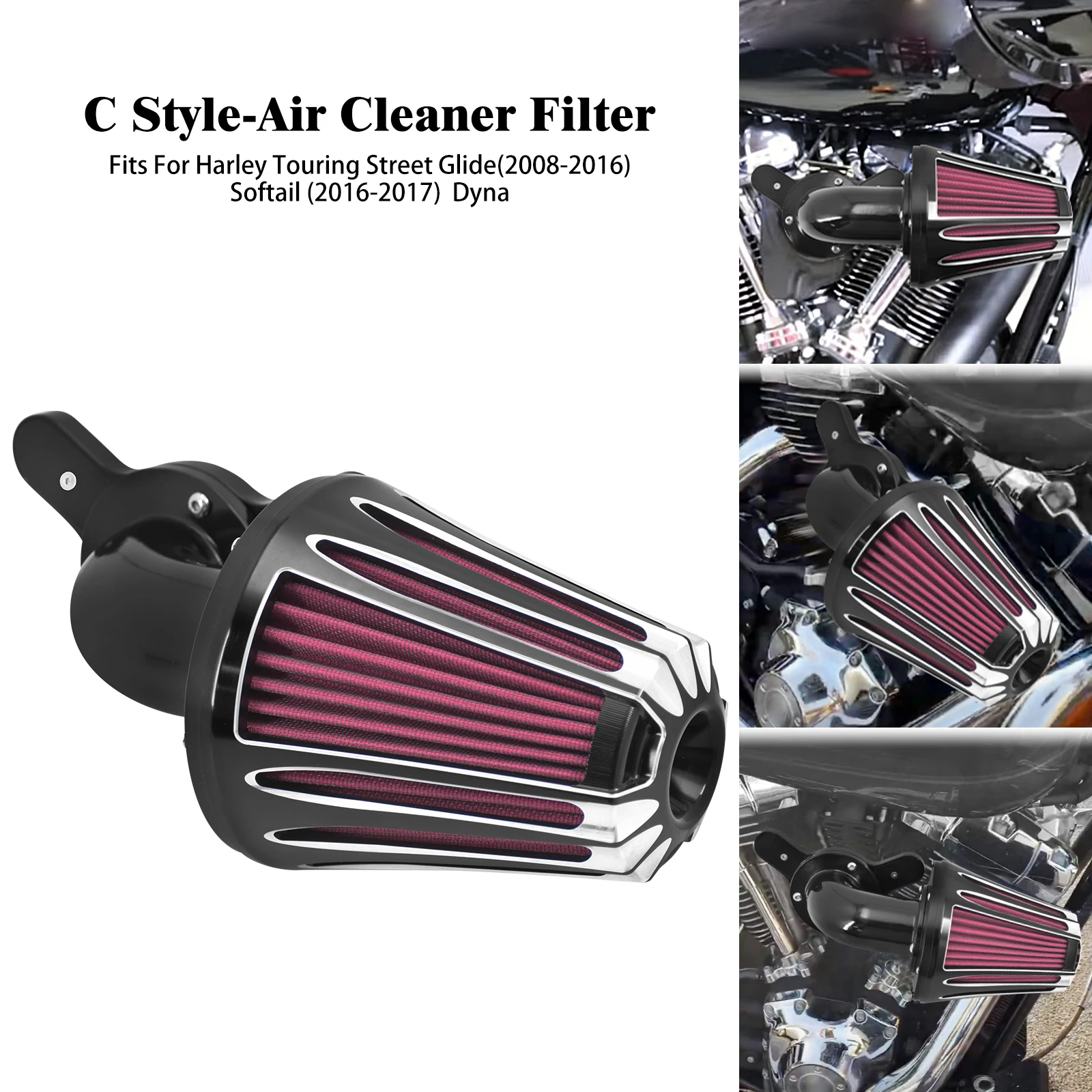 

Motorcycle Air Cleaner Intake Filter For Harley Softail Breakout Dyna Low Rider Touring Tri Road Electra Street Glide FLHR FLHT