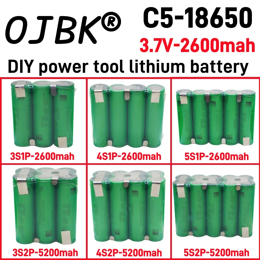 

100% full capacity 18650 C5A 2600mAh 5200mAh 20A 3S4S5sSS12.6V14.8V18V for DIY screwdriver battery welding battery pack