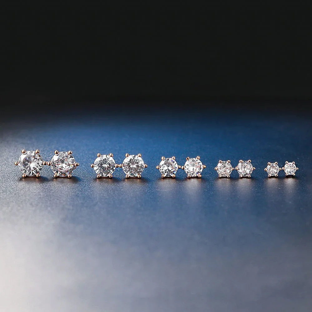 Kolczyki dla kobiet 6 pazury przezroczysta cyrkonia stadnina kolczyk dla kobiet mężczyzna różne rozmiary kryształy akcesoria do uszu Earing Jewellry E035 — zdjęcie 5