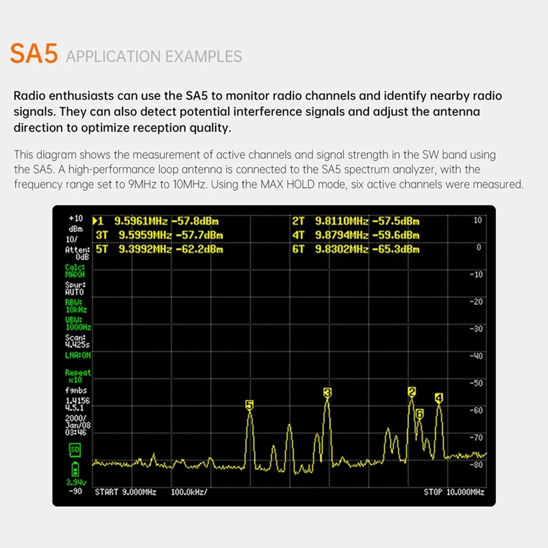 

Handheld Spectrum Analyzer Newest 4inch IPS LCD SA5 Spectrum Analyzer Spectrum Anslyzer 100k-5.3GHz Signal