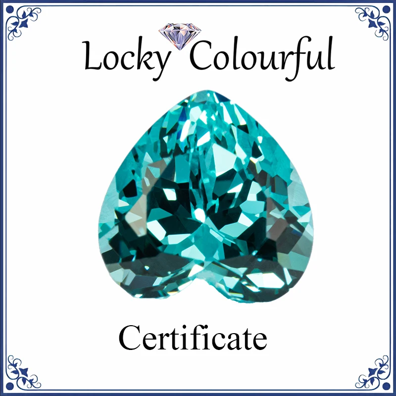 

Lab Grown Paraiba Top Quality Heart Shape Charm Beads for Diy Jewelry Making Pendant Rings Materials Selectable AGL Certificate