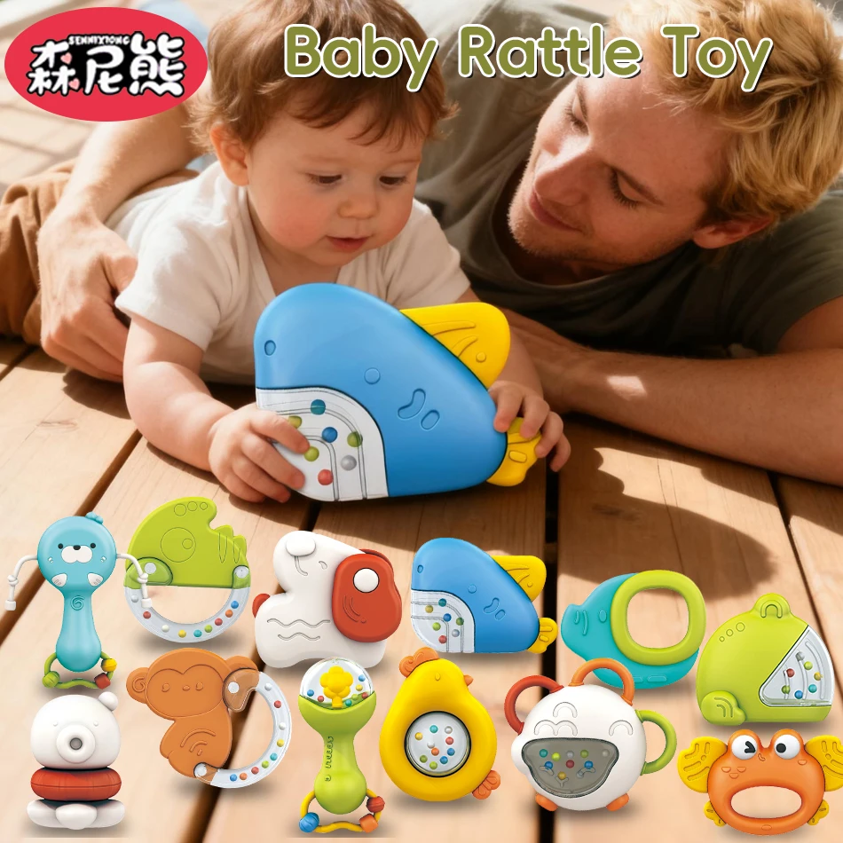 SENNIXIONG ベビー漫画ガラガラ子犬象噛みやすいおしゃぶり感覚幼児おしゃぶりモンテッソーリおもちゃ子供のための新生児ギフト