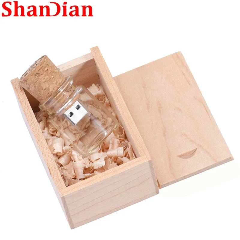 10PCS/Lot Drifting Bottle Flash Drive 128GB Free LOGO USB 2.0 Pen Drive 64GB Glass Bottle Memory Stick 32G Free LOGO U Disk 16G