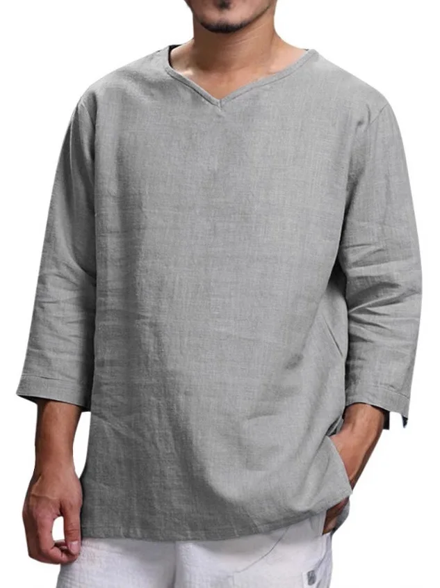 

Весенний новый длинный све V-Ne Loose irt для мужчин, топ больших размеров, удобный дышащий повседневный топ из полиэстера для мужчин