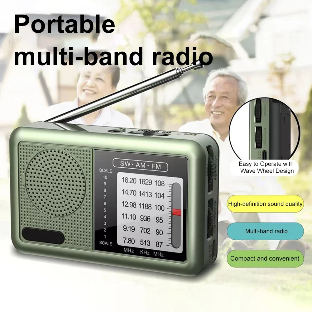 High-Quality FM AM SW Radio Mini Pocket Radio with Rechargeable Battery and Earphone Portable Radio Used By Seniors Elderly