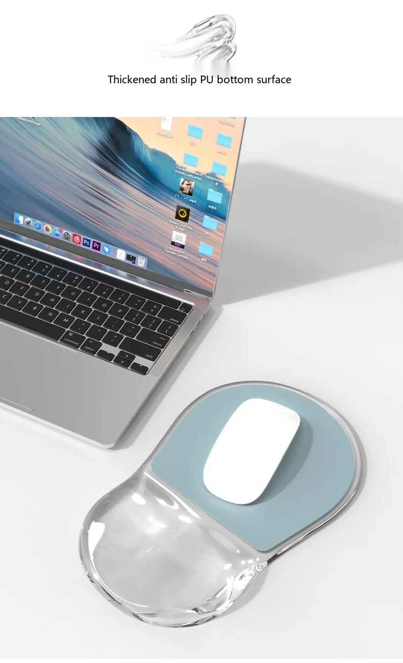 Transparente Silikon-Handgelenkauflage Mauspad Kristall Ergonomische Schreibtischunterlage für Büro und Gaming 12 Farboptionen – Detail 9