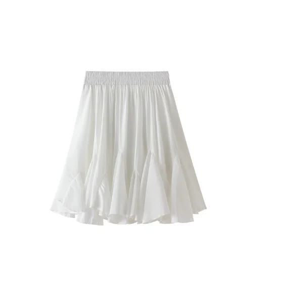 

White ruffled skirt female summer 2024 new irregular fairy short skirt pleated skirt