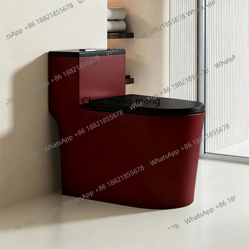 

French retro style burgundy large diameter lipless ordinary toilet household flush siphon colored toilet