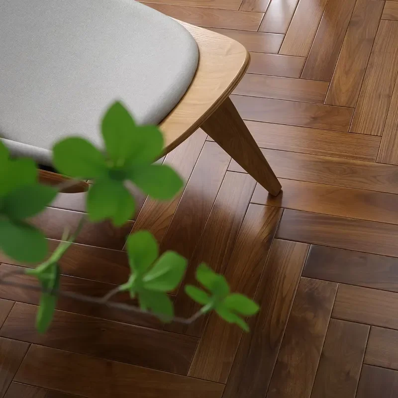 Custom Item, Contact Us New Product Material American Black Walnut Color Seattle Herringbone Solid Wood Flooring