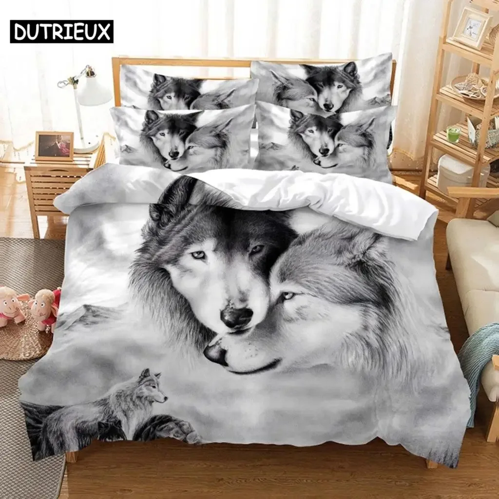 

Love Wolf Bedding Set Duvet Cover Set 3d Bedding Digital Printing Bed Linen Queen Size Bedding Set Fashion Design