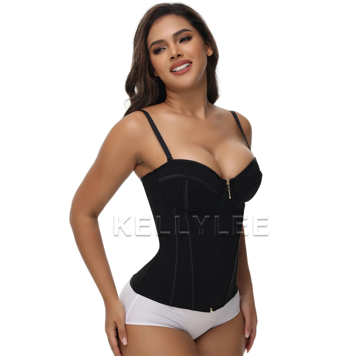 

Бесшовный пояс для коррекции фигуры с бюстгальтером на молнии спереди Fajas с бретелями 2024, моделирующий пояс для живота, тренажер для талии