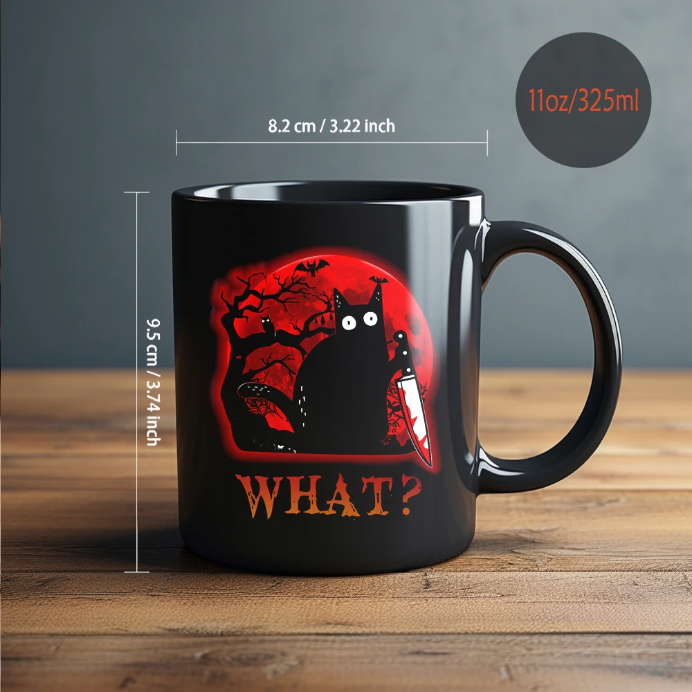 

Funny what black cat Mug 11oz Creative Ceramic black ceramic Cup Halloween gift mug