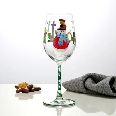 クリスマスのテーマのガラスの形をしたカップ,16オンス,手描きの飲み物