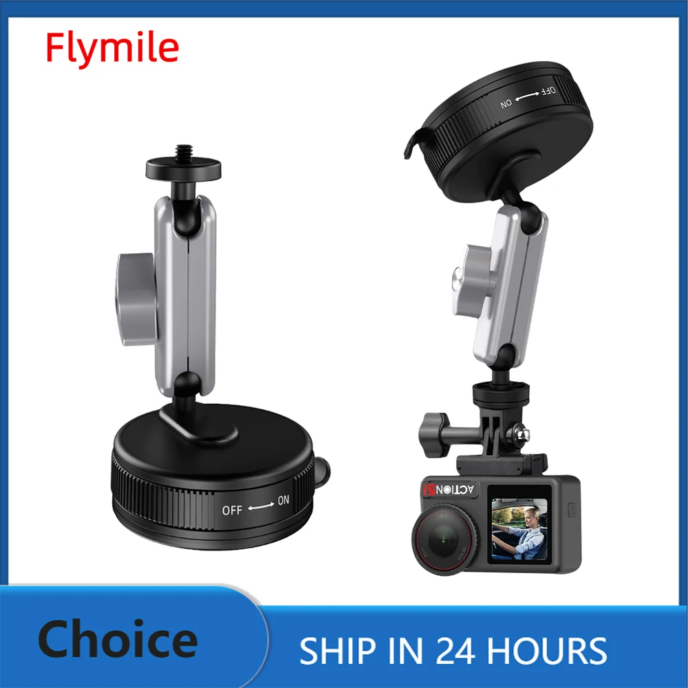 Flymile Suction Cup for DJI OSMO Action 6/Action 5 Pro/Nano/Insta360 X5/Pocket 3 Accseeories Camera Mount Bracket with Ball Head