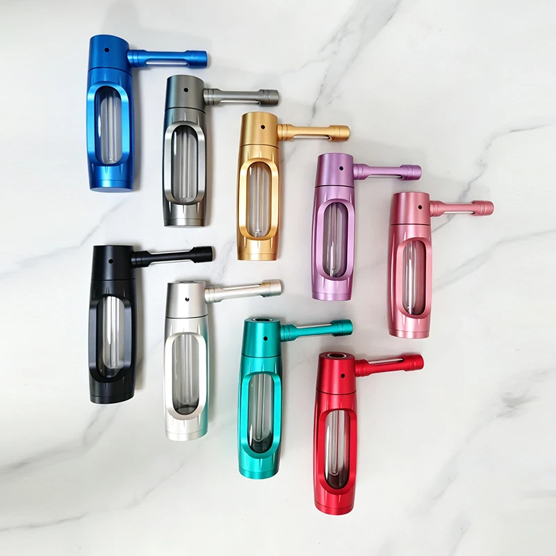 Portable Dry Herb Sprayer Smoking Pipe Kit Aluminum Alloy Glass Tobacco Pipes with Bubbler Full Set for Grass