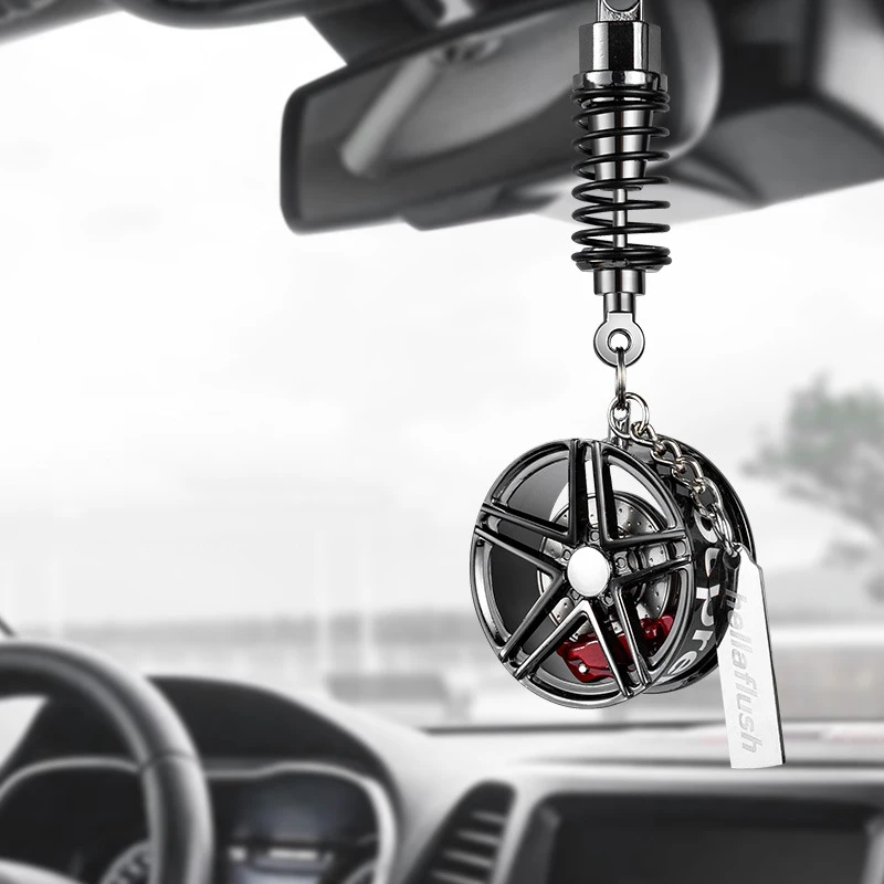 2024 New Hellaflush Creative Lanyard Car Wheel Hub Brake Shock Absorber Design Car Pendant Up-market Car Interior Ornaments