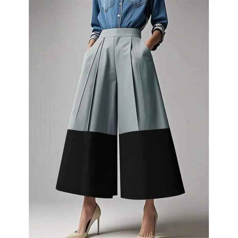 ex Pantalones casuales Color Blo ket Pierna ancha Pantalones de tubo rectos cómodos para hombres y mujeres Material de PVC neutro