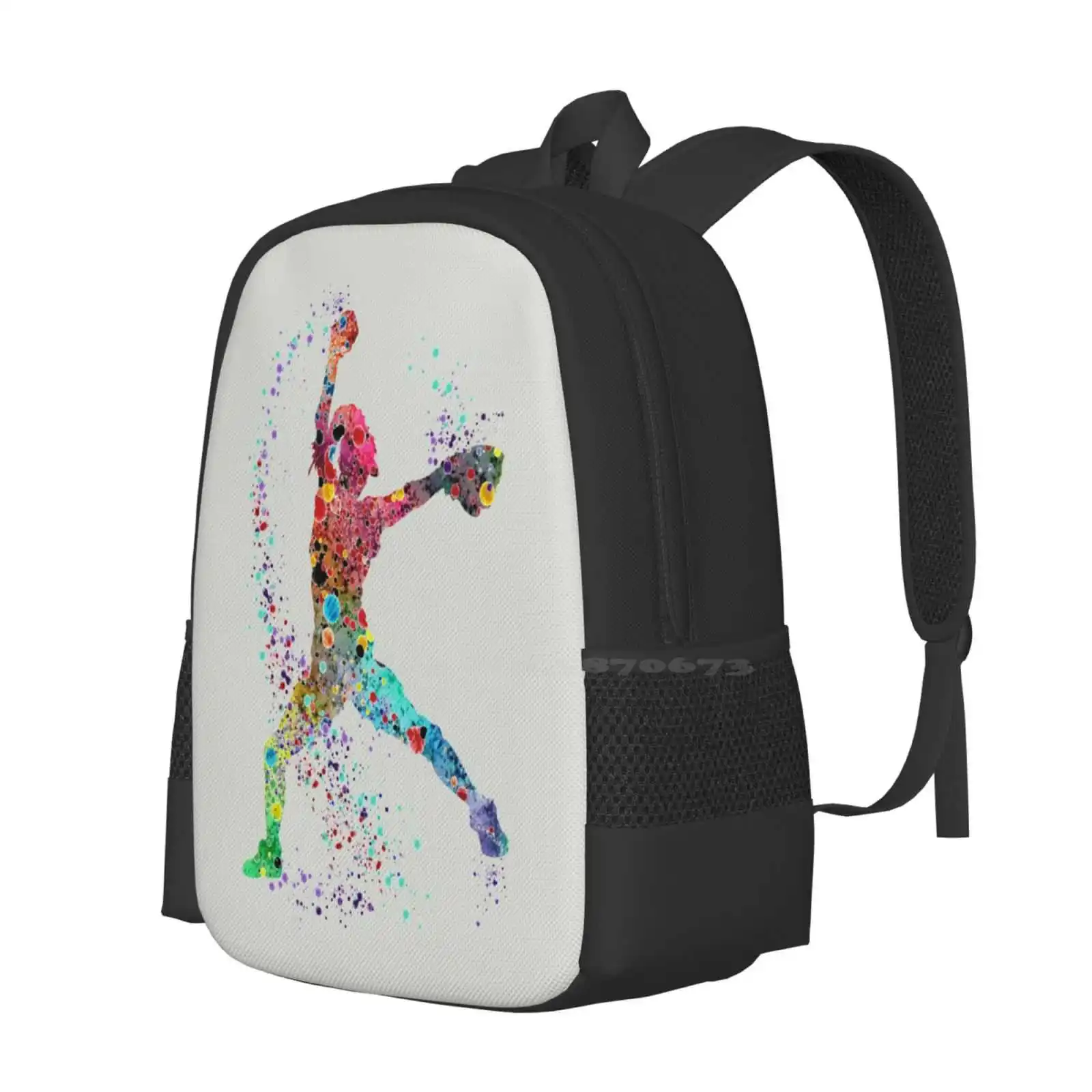 Lanzador de béisbol y Softball para niña, pintura de acuarela, impresión artística, bolsas Unisex, bolsa para estudiantes, mochila, jarra deportiva, recién llegados