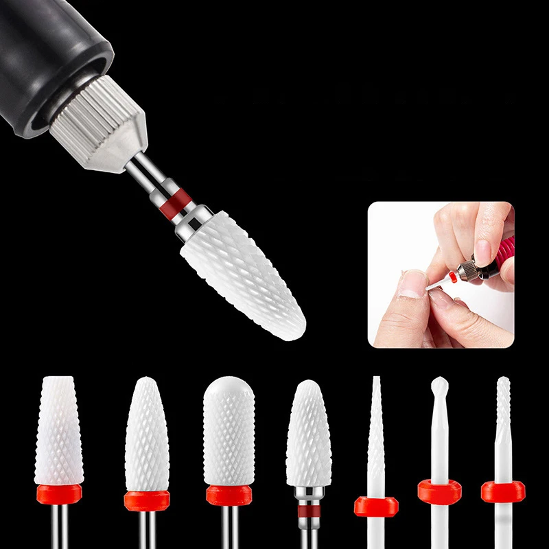 Ceramic Tungsten Nail Drill Bit Milling Cutter For Manicure Pedicure Nail Files Buffer Nail Art Equipment Accessory