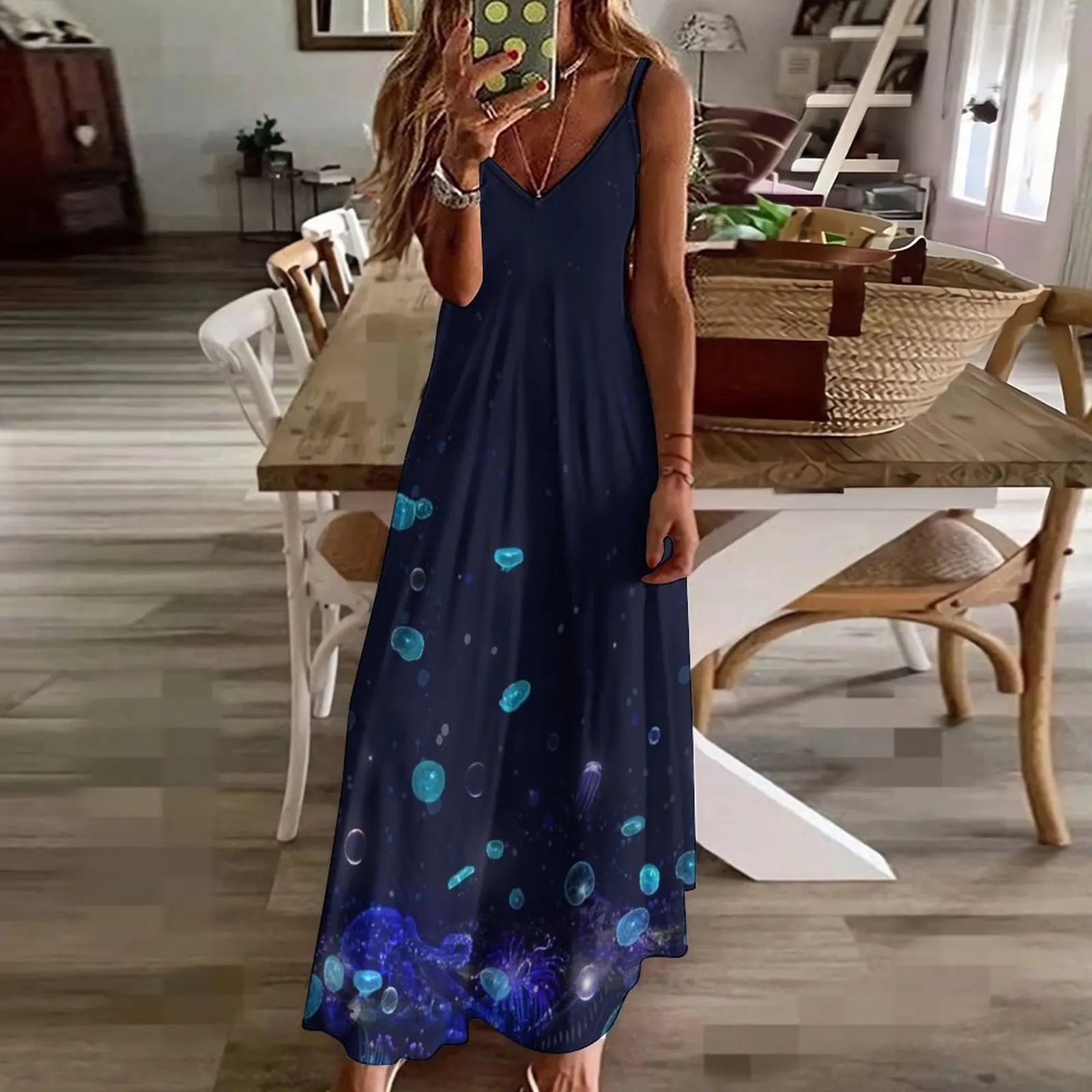 Deep Sea Luminescent Sleeveless Dress dress for woman Long veiled dresses