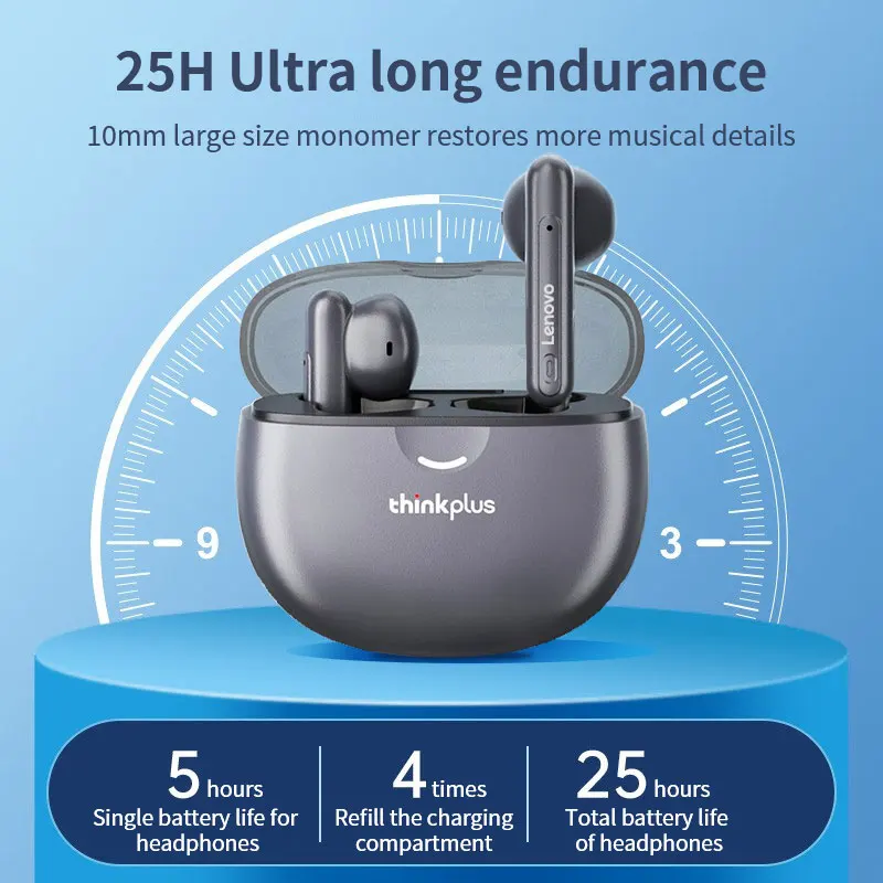Original lenovo lp1 pro tws fones de ouvido sem fio bluetooth 5.1 esporte redução ruído controle toque 2025 novo