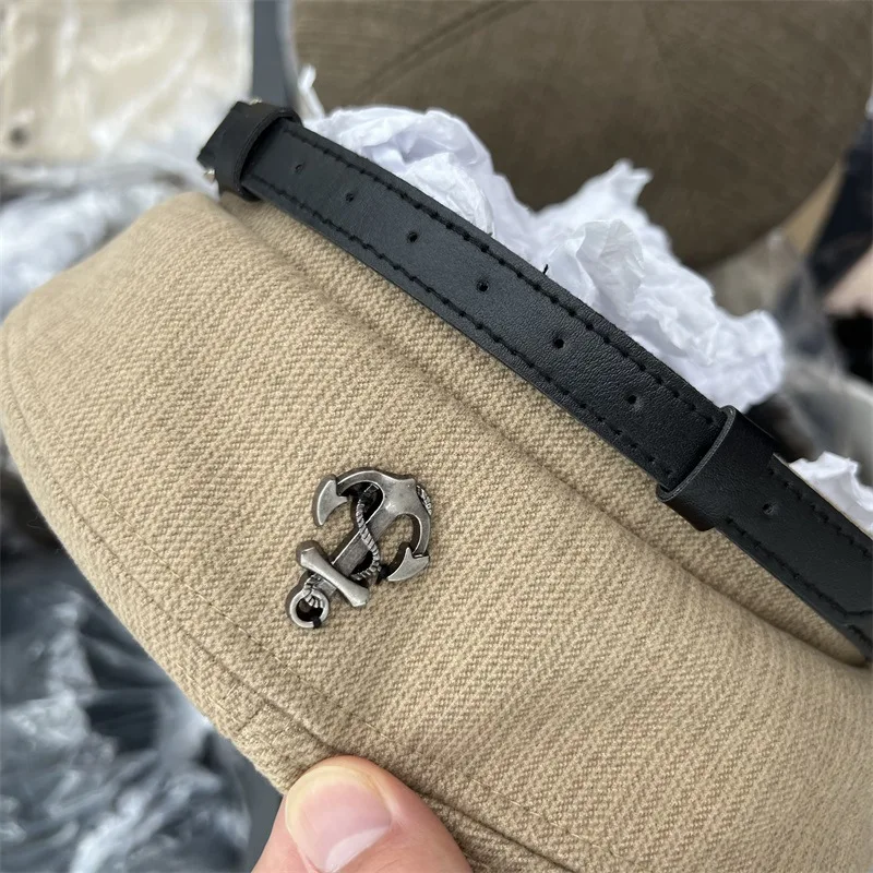 Hat Beanie Autumn Winter New women's Small Perfume Belt Buckle Coarse Grain Tweed Beret Senior Painter Hats