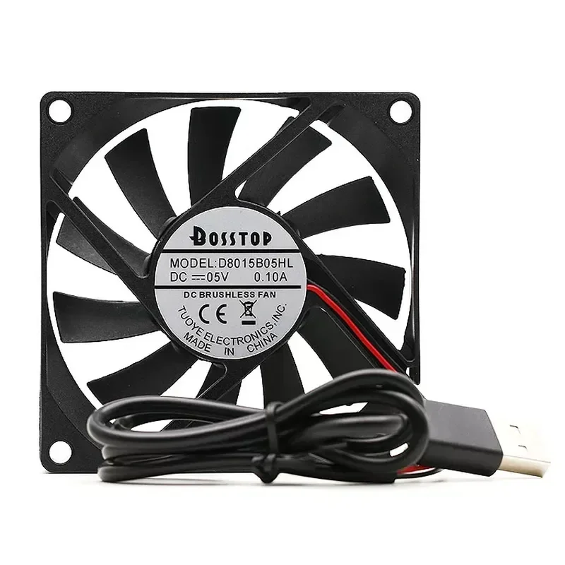 8CM Cooling Fan for 8015 Double Ball Durable 5V USB Silent Chassis TV Cat Set-Top Box Router