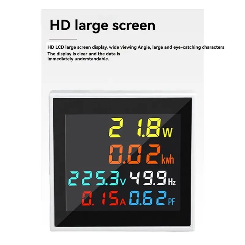 A19F-AC 50-300V Digital Voltmeter Ammeter 100A Wattmeter Frequency Meter Voltage Monitor Current Factor KWH