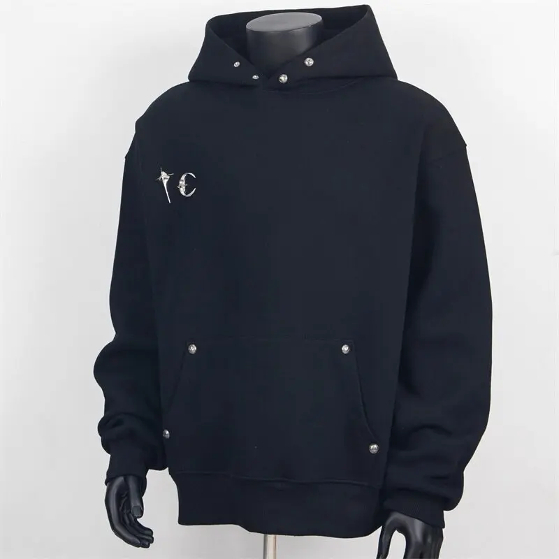 

Thug Club Heavy Base Simple Metal Decoration Solid Color Loose Casual Hooded Sweater