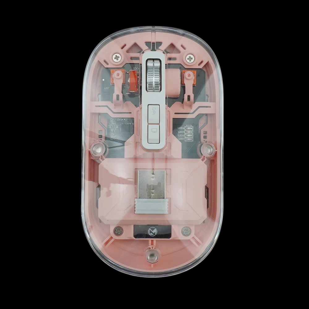 4-Level DPI Adjustable Programmable Non-Slip Wheel Gaming Mouse Transparent Wireless Dual-mode 2.4G USB  Connection