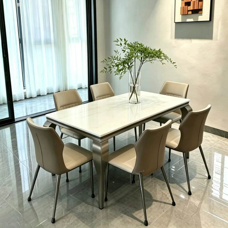 Minimalist Designer Dining Tables Unique Beige Extended Modern Kitchen Tables Italian Marble Mesas De Comedor Furniture For Home
