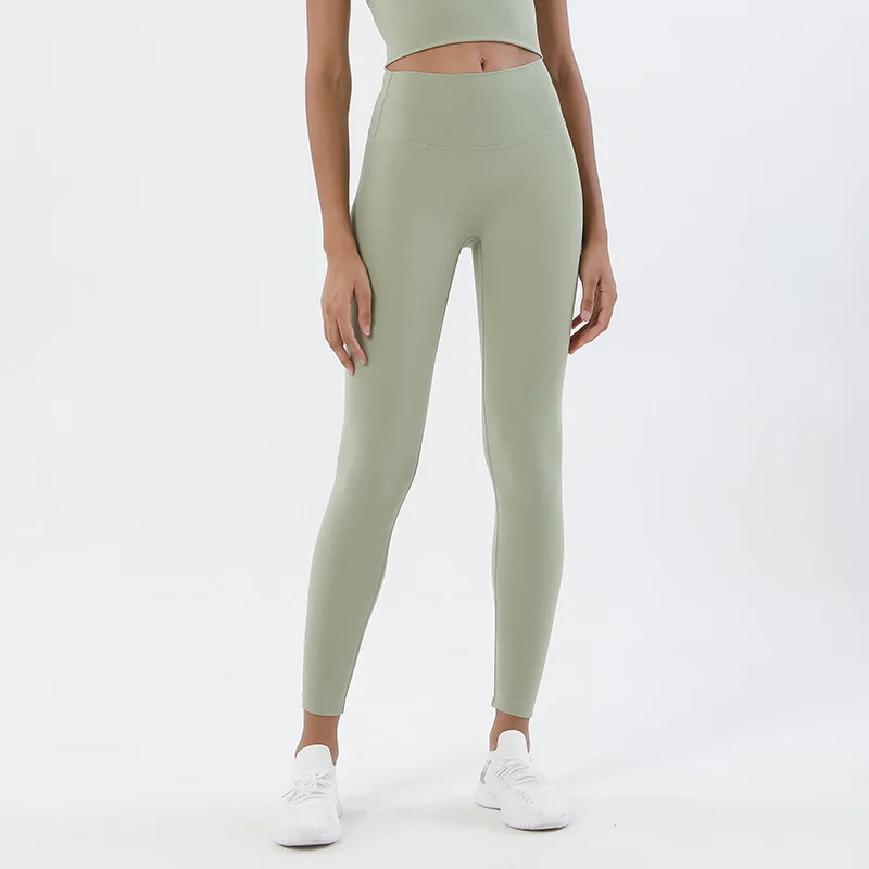 SOISOU Nylon Yoga Pants Gym Leggings Women Girl Fitness Soft Tights High Waist Elastic Breathable No T Line Sports Pants image 3