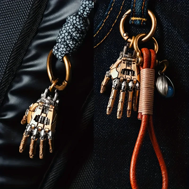 Mechanical Bionic Hand Pendant: Movable Fingers Steampunk Keychain
