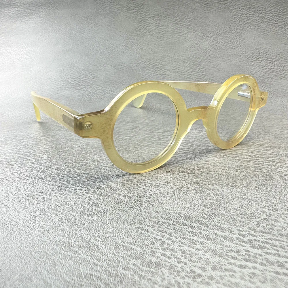 

Eyeglass Frames Unique Round Vintage Handmade Honey Horn Prescription Man Women's Glasses Frames Optical Lenses Eyeglasses