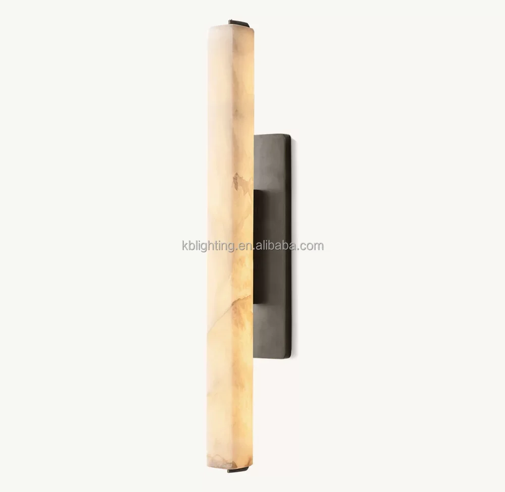 Modern Simple Spanish Natural Alabaster Background Wall Lamp Decorative Bedside Led Strip Brass Alabaster Wall Sconce