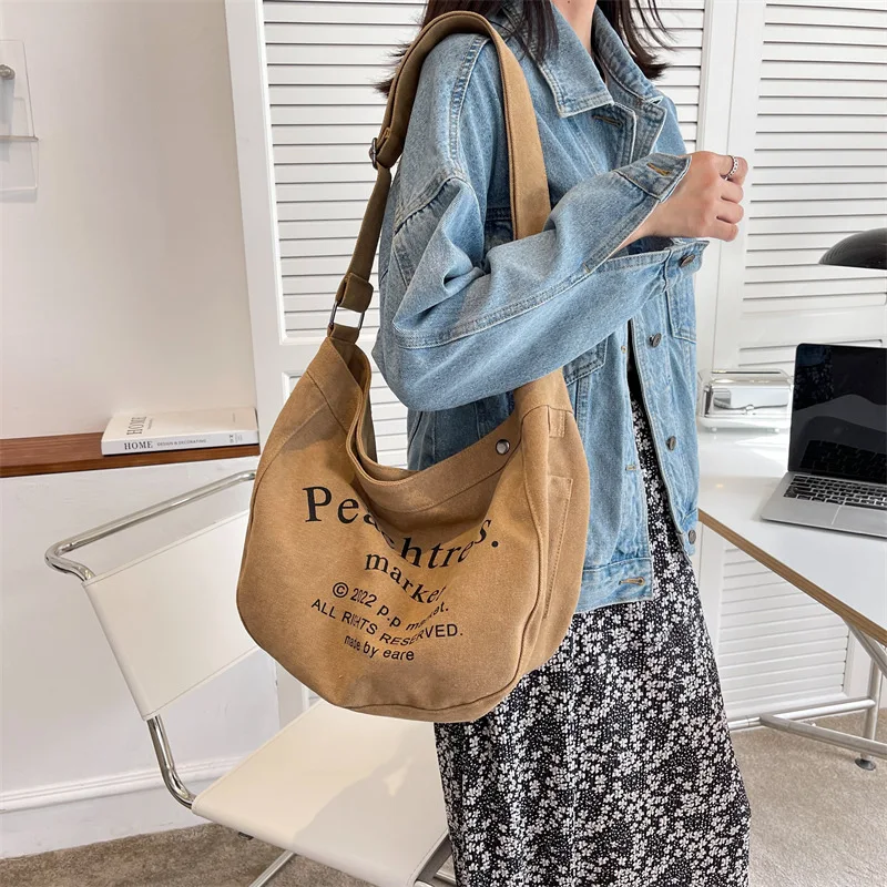 

Letter Canvas Women's Bags 2023 New Style Large Capacity Single Shoulder Messenger Tote Bag Bags For Women