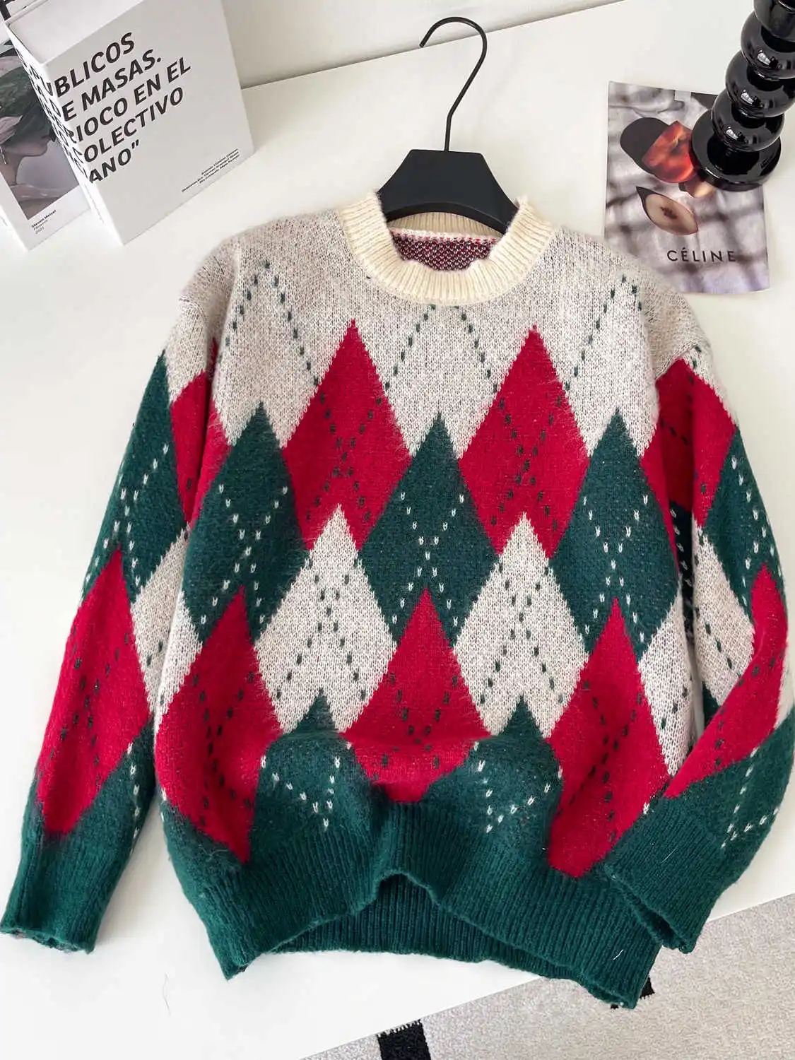 Dames roze geruite trui vintage jaren 2000 Y2k preppy stijl trui gebreide lange mouwen trui herfstkleding 2025