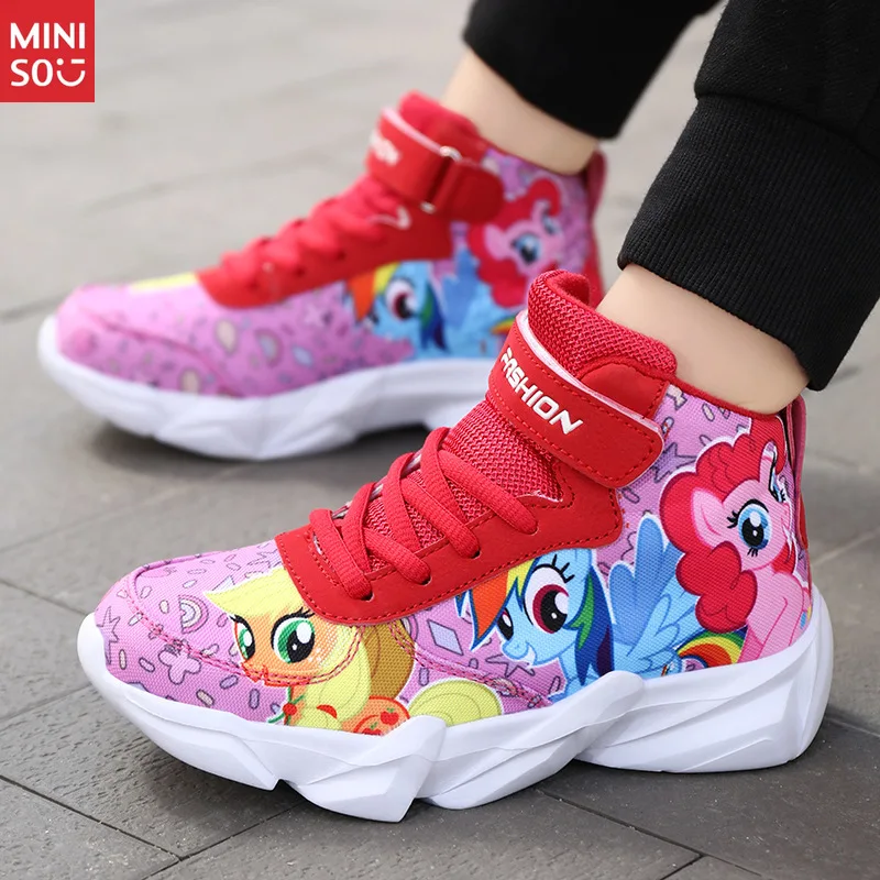 

Miniso 2023, осенние детские кроссовки среднего размера, обувь с мультяшной анимацией для мальчиков и девочек