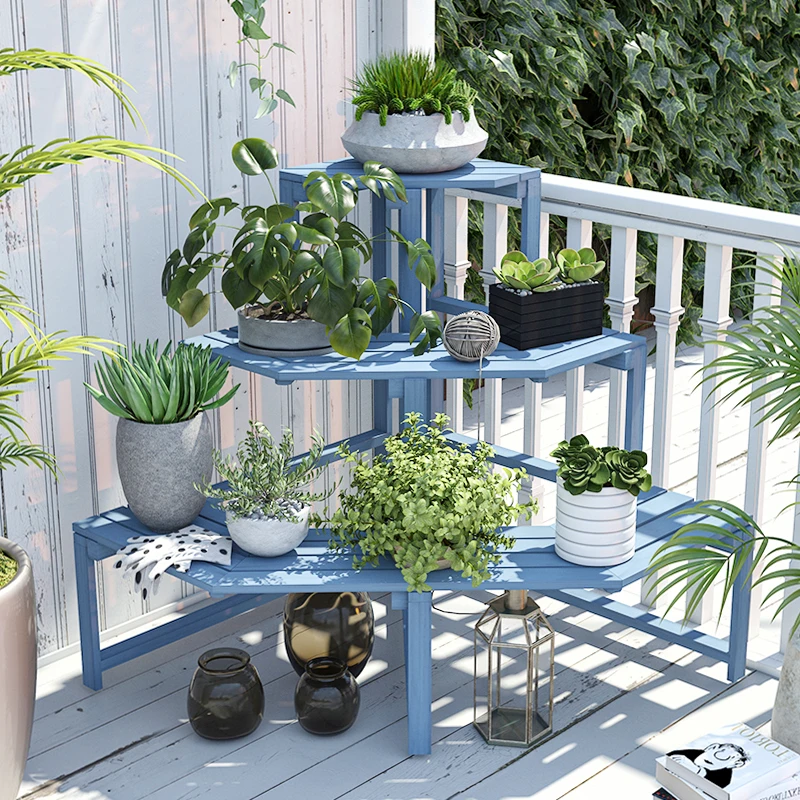 

Balcony corner flower rack, outdoor corner ladder triangle multi-layer corner rack Floor-to-ceiling garden against the wall