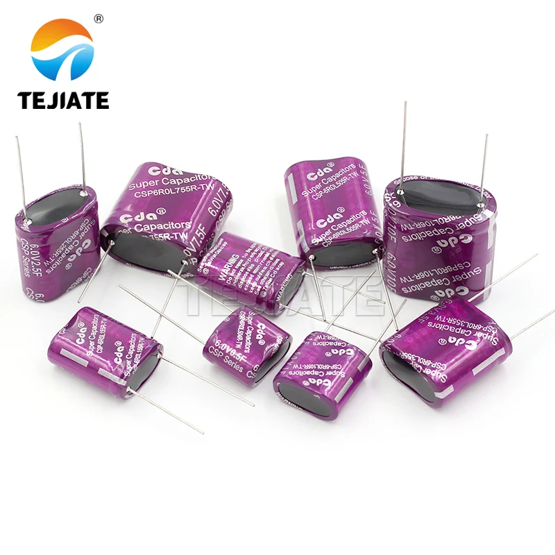 6.0V combined double layer capacitor 6V 0.5/1.0/1.5/2.5/3.5/5.0/7.5/10F Farad capacitor