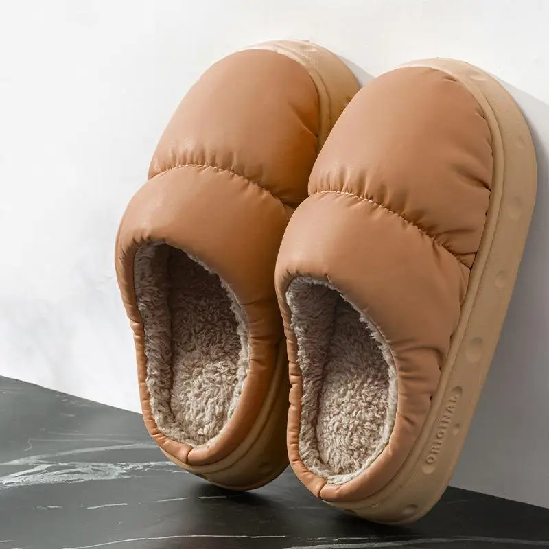Weiche, dicke, wasserdichte Hausschuhe für Herren, Winter 2026, warme Plüsch-Innenschuhe, Übergröße 47, Paar-Baumwoll-Hausschuhe. – Detail 15