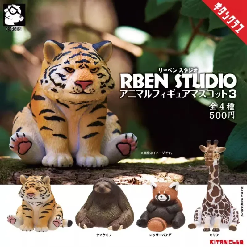 

KITAN Original Kawaii Gashapon Figure Cute Fat Animal Tiger Sloth Panda Giraffe Capsule Toys Anime Figurine Desktop Decor Gift