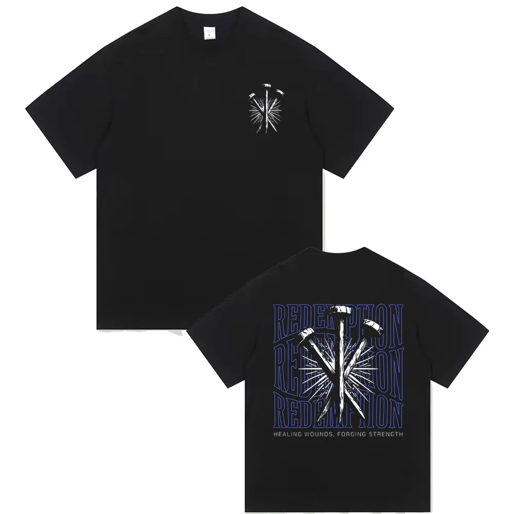 

Christian Religious Jesus Redemption Healing Wounds Forging Strength Graphic Tshirt Men Women Fashion Casual Oversized T-shirt